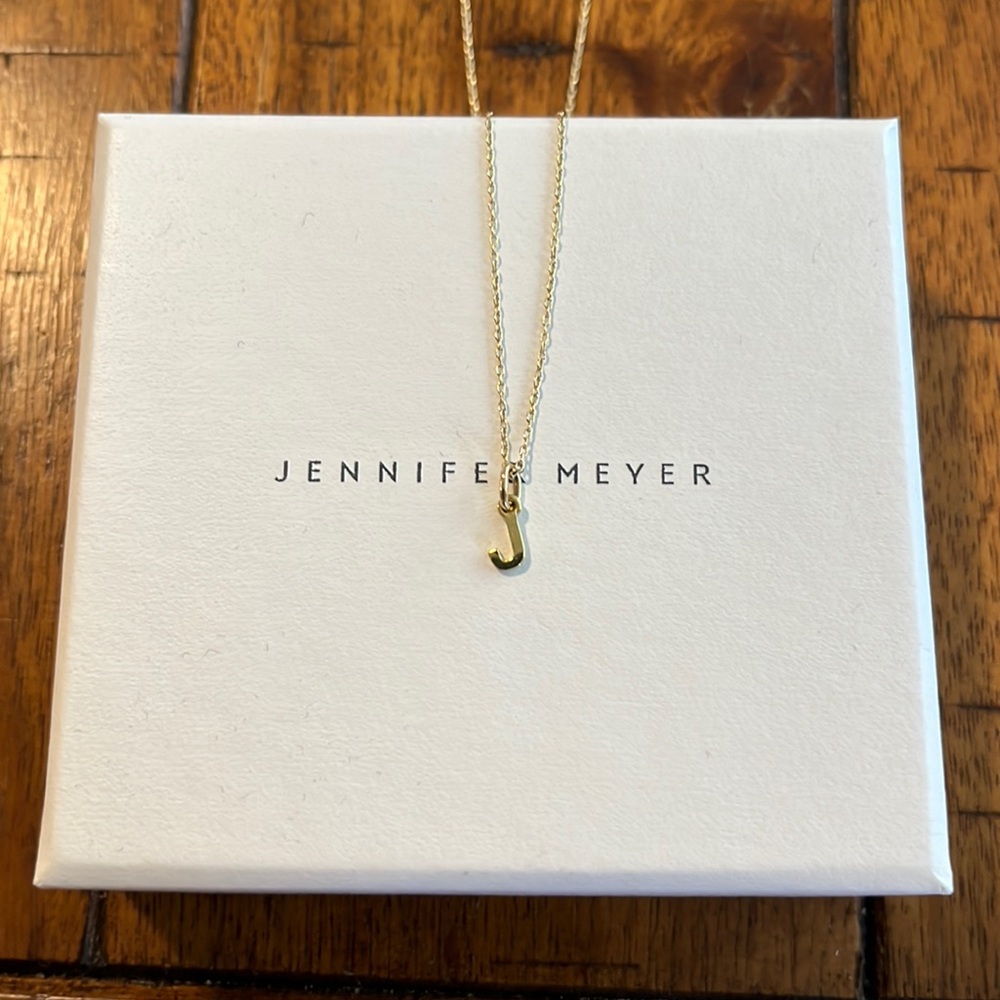 Jennifer meyer MINI UPPERCASE LETTER NECKLACE “J”
